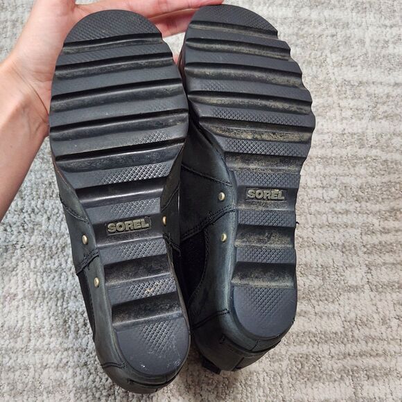 Sorel Lea Joan wedge booties boots black leather size 8.5 - Picture 9 of 9